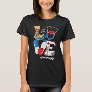 T-shirt Retro Super LOVE Stethoscope Pill Pharmacy Life P