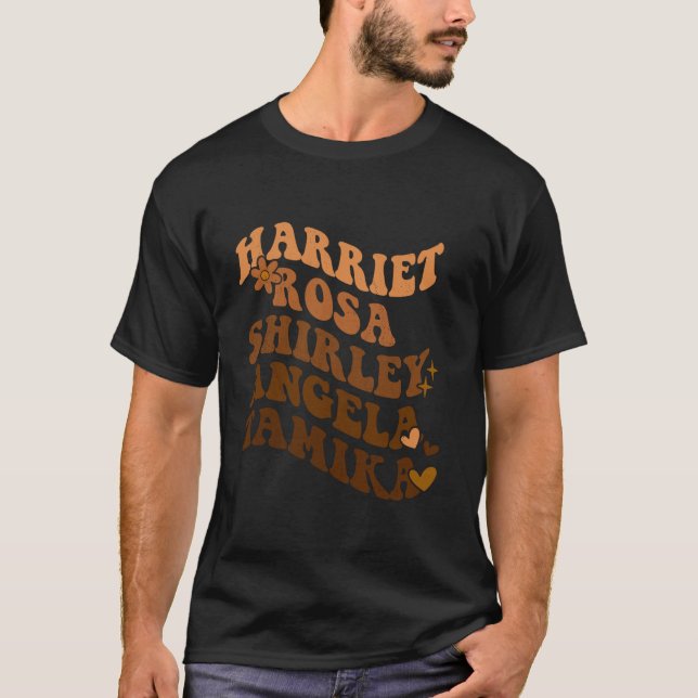 T-shirt Retro Super Melanin Harriet Rosa Shirley Angela a (Devant)