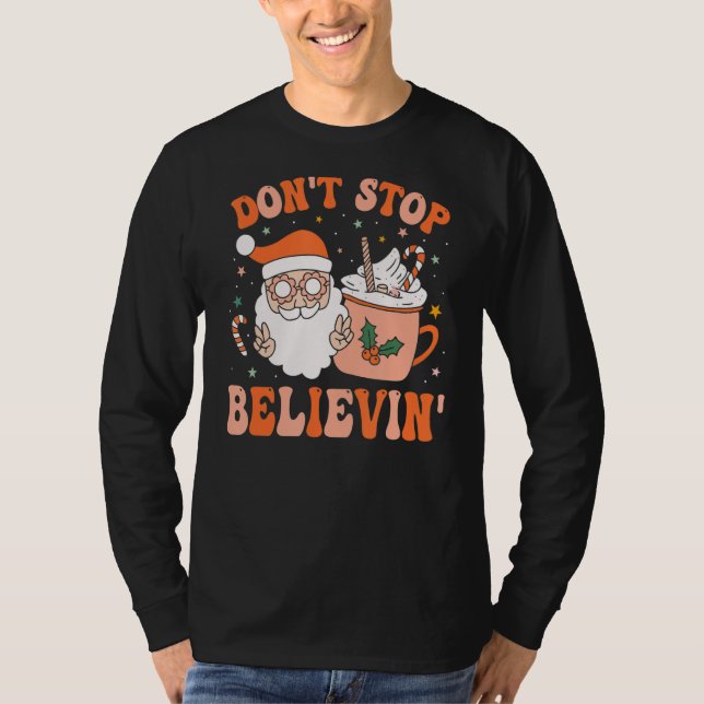 T-shirt Retro Super N'arrêtez pas Croyevin' Christmas Cute (Devant)