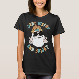 T-shirt Retro Super Noël Joyeux Restez lumineux Père Noël