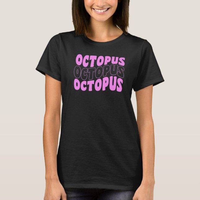 T-shirt Retro Super Octopus Animaux Alimentation (Devant)