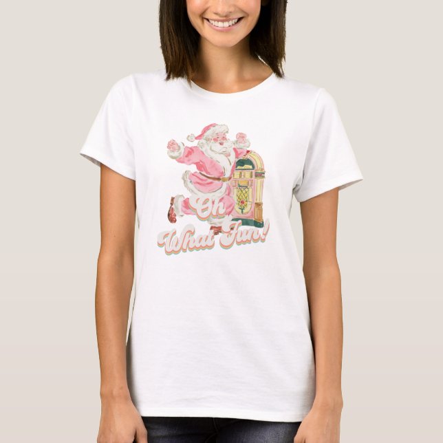 T-shirt Retro Super Père Noël-Rose Oh Quel Amusant Parents (Devant)