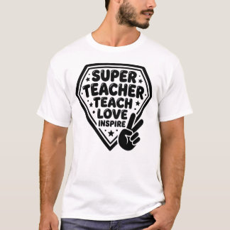 T-Shirt Rétro Super Prof Signe de Paix