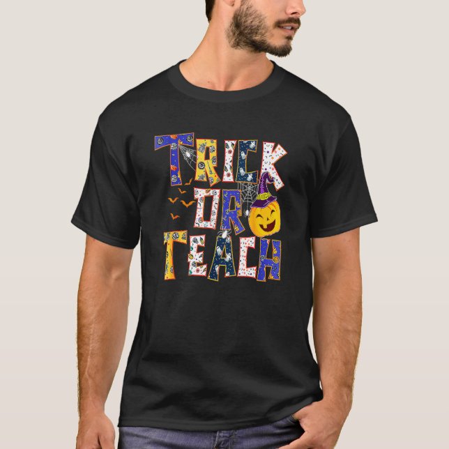 T-shirt Retro Super Trick Ou Enseignant Halloween (Devant)