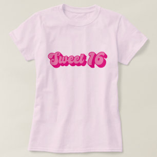 T-shirt Retro Sweet 16 en rose chaud