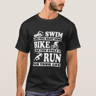 T-shirt Retro Swim Bike Run Triathlon Sport Athlétisme Hom