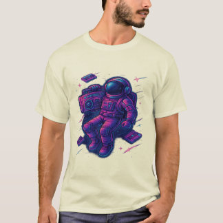 T-shirt Retro Synthwave Astronaut with Boombox – 80s Space