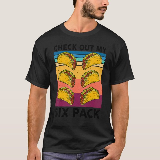 T-shirt Retro Taco Découvrez Mon Six Pack 6 Pack Mexique F (Devant)