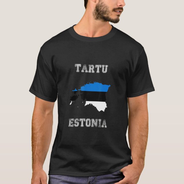T-shirt Retro Tartu Estonia Distressed Estonia Flag (Devant)