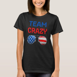 T-shirt Retro Team Crazy Pas Normal Usa Drapeau Lunettes d