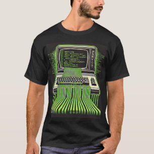T-shirt "Retro Tech Flow" - Ordinateur Vintage et Code Art