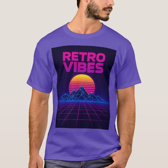 T-shirt Retro Tech Vibes Neon Synthwave Design (Devant)