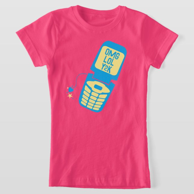 T-Shirt Retro Téléphone Flip Bleu (Poser)