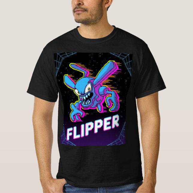 T-shirt Retro Tempest Flipper Arcade Villain Cartoon Tee (Devant)