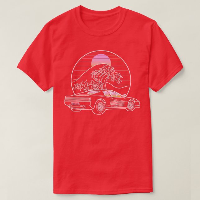 T-shirt Rétro Testarossa Japon Vague (Design devant)