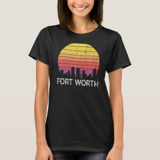 T-shirt Retro Texas Fort Worth Skyline Vintage Urban Build
