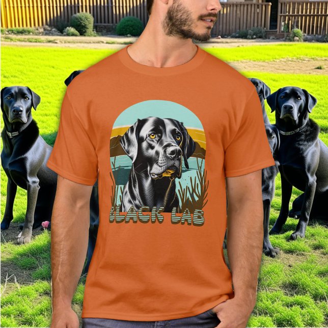 T-shirt Rétro Texte Retriever Labrador Noir (Créateur téléchargé)