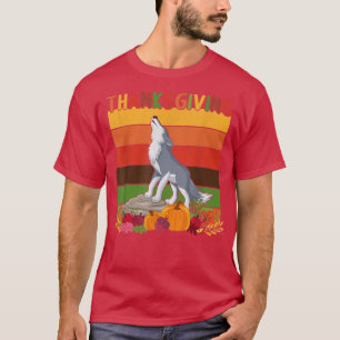 T-shirt Rétro Thanksgiving Décor Wolf Amateurs Thanksgivin