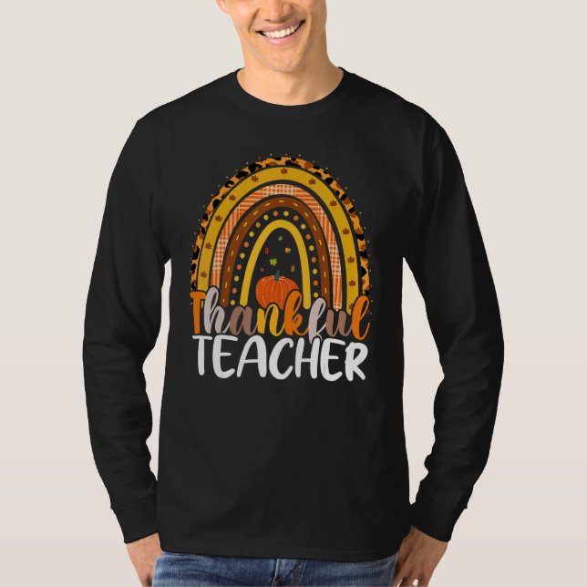 T-shirt Retro Thanksgiving Teacher Thankful Teacher Rainbo (Devant)