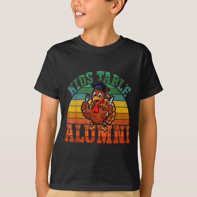 T-shirt Retro Thanksgiving Turkey Graduate Kids Table Alum (Devant)