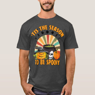 T-shirt Retro Tis The Season To Be Spooky Moonphase Witch 