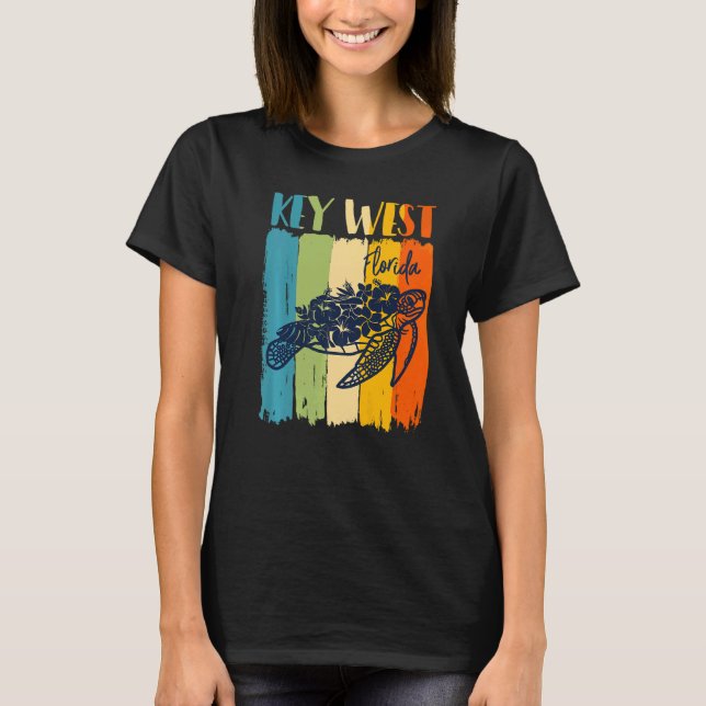 T-shirt Rétro Tortue de mer Key West Floride Thème Amis Fa (Devant)