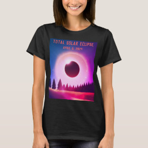 T-shirt Rétro Total éclipse solaire 8 avril 2024 paysage