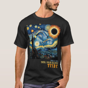 T-shirt Rétro Total Solaire Eclipse 2024 Texas Pour Hommes