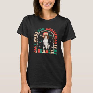 T-shirt Retro Tout ce que je veux pour Noël est mon Beagle