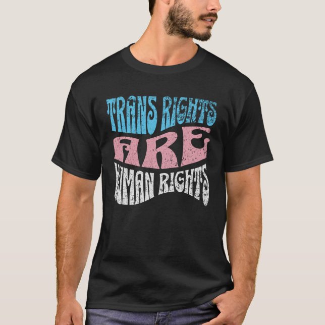 T-shirt Retro Trans Right are Human Rights Transgender LGB (Devant)