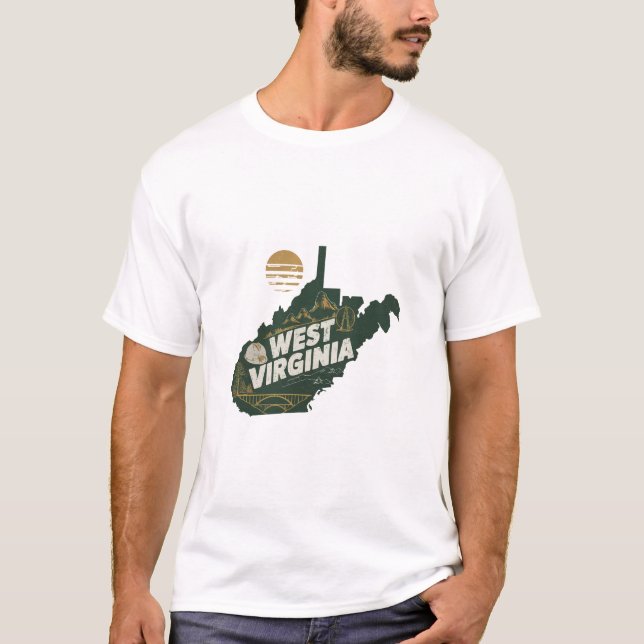 T-shirt Retro Travel Iconic West Virginia Graphic (Devant)