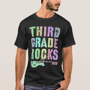 T-shirt Rétro TROISIÈME GRADE ROCKS Étudiant Rockstar Ense