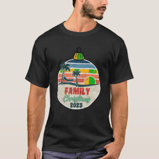 T-shirt Retro Tropical Famille Noël 2023 Palme de vacances