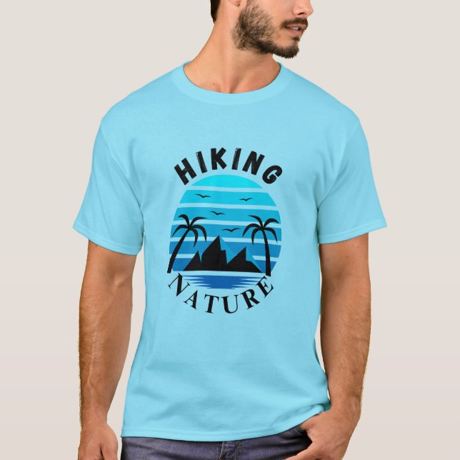 T-shirt Retro Tropical Sunset Beach Bleu Horizon esthétiqu (Devant)