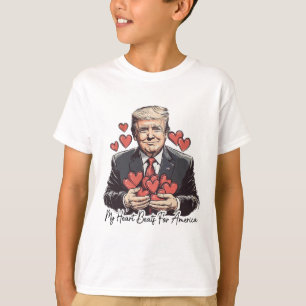 T-shirt Retro Trump Valentine Mon Coeur bat pour l'Amériqu