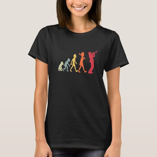 T-shirt Retro Trumpet Evolution Funny For Trumpet Player (Devant)