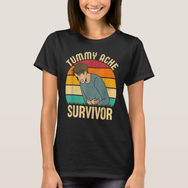 T-shirt Retro Tummy Ache Survivor Stomachache  Men Women (Devant)