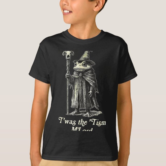 T-shirt Retro T'was The tism M'lord Funny Witch Frog Graph (Devant)