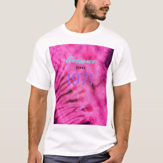 T-shirt Retro Tye Dye "Awesome Depuis 1971" (Devant)