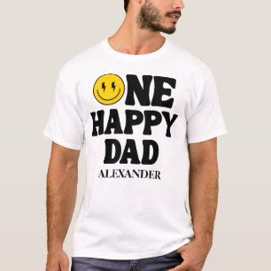 T-shirt Rétro Un Papa Heureux Visage Souriant Anniversaire