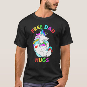 T-shirt Retro Unicorn LGBT Free Dad Hugs LGBT Gay pride Su
