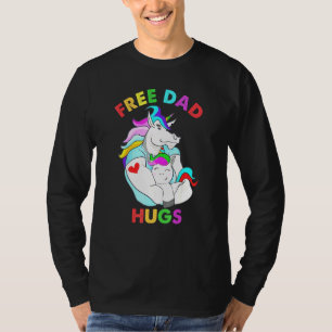 T-shirt Retro Unicorn LGBT Free Dad Hugs LGBT Gay pride Su