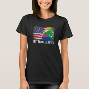 T-shirt Retro Us Comores Drapeau Meilleur Père célibataire