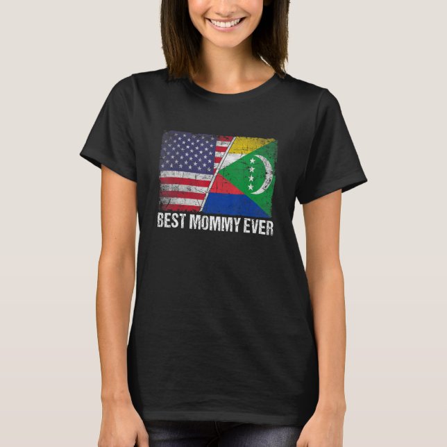 T-shirt Retro Us Comores Drapeau Meilleure maman Jamais Mè (Devant)