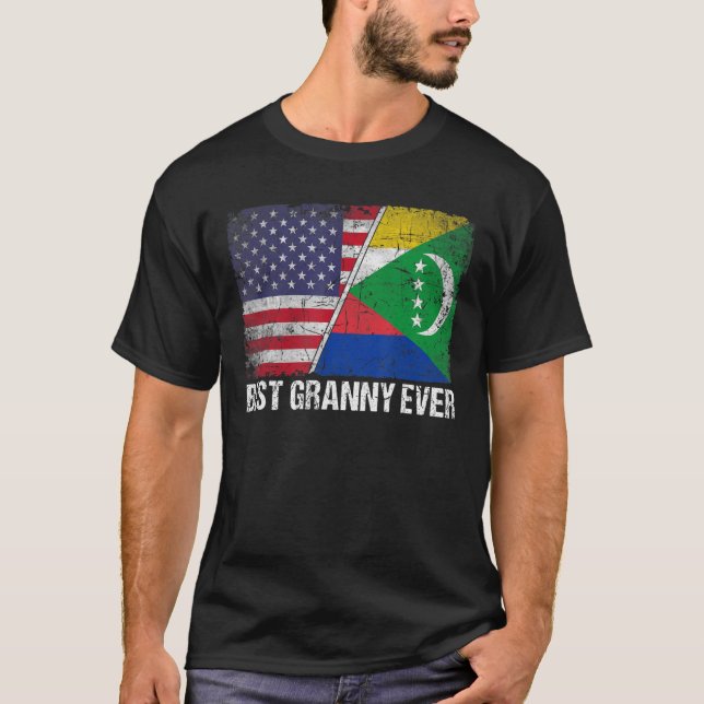 T-shirt Retro Us Comoros Drapeau Meilleure grand-mère jama (Devant)