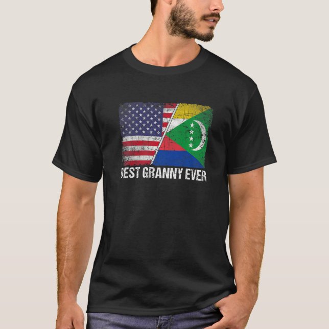 T-shirt Retro Us Comoros Drapeau Meilleure grand-mère jama (Devant)