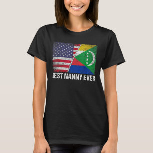 T-shirt Retro Us Comoros Drapeau Meilleure nounou jamais d