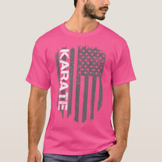 T-shirt Retro US Drapeau Américain Japonais Karaté