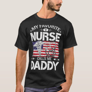 T-shirt Retro Us Drapeau Mon Infirmière Préférée M'Appelle