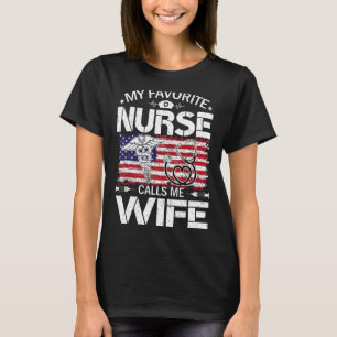 T-shirt Retro Us Drapeau Mon Infirmière Préférée M'Appelle